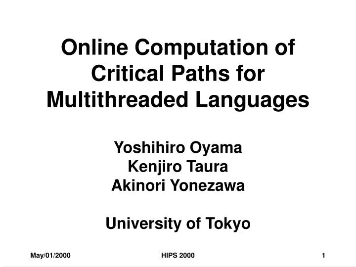 online computation of critical paths for multithreaded languages