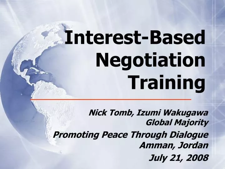 interest based negotiation training