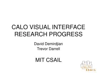 CALO VISUAL INTERFACE RESEARCH PROGRESS