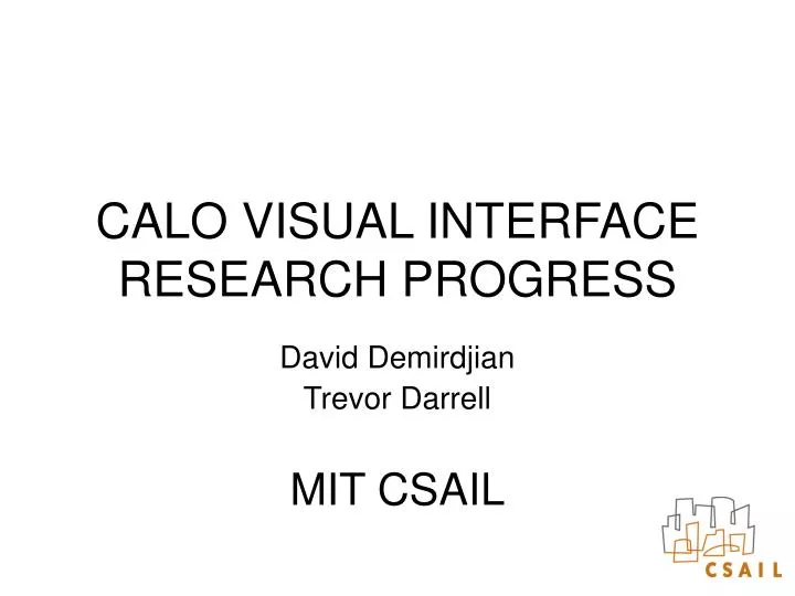 calo visual interface research progress