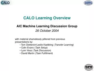 CALO Learning Overview