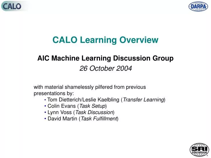 calo learning overview