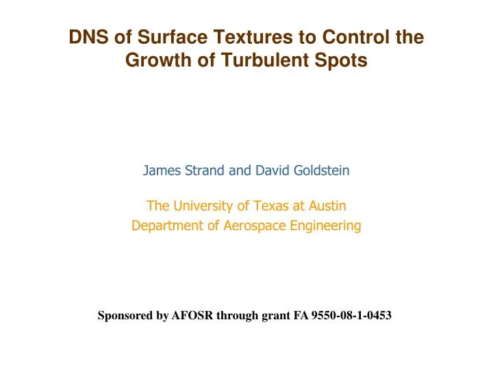dns of surface textures to control the growth of turbulent spots