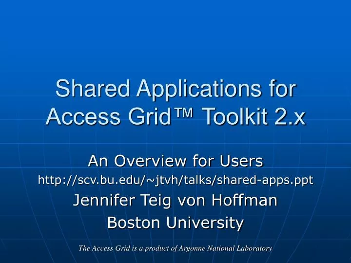 shared applications for access grid toolkit 2 x