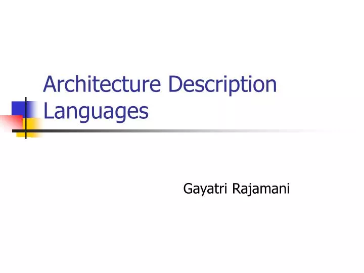 architecture description languages
