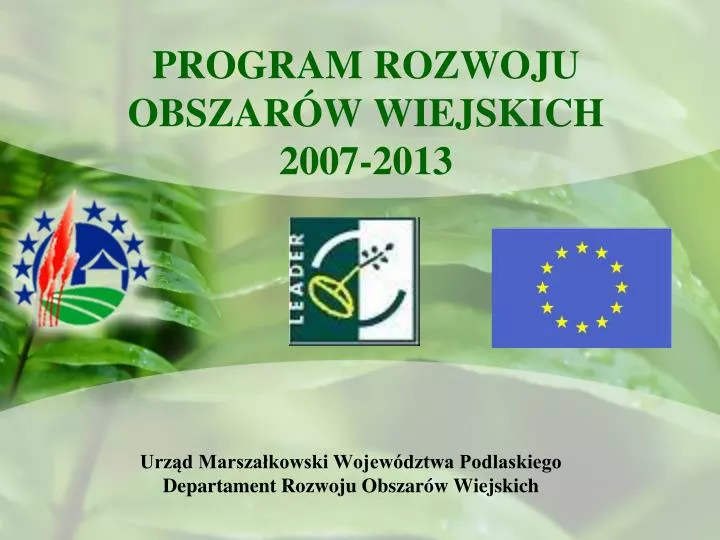 program rozwoju obszar w wiejskich 2007 2013