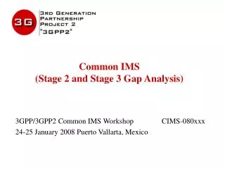 Common IMS (Stage 2 and Stage 3 Gap Analysis)