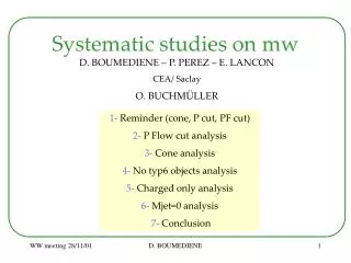 Systematic studies on mw