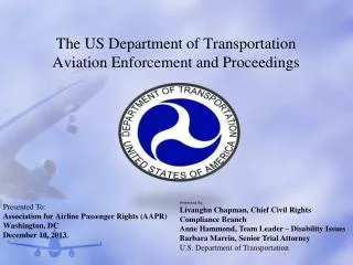 The US Department of Transportation Aviation Enforcement and Proceedings