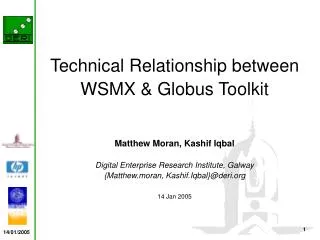 Technical Relationship between WSMX &amp; Globus Toolkit Matthew Moran, Kashif Iqbal