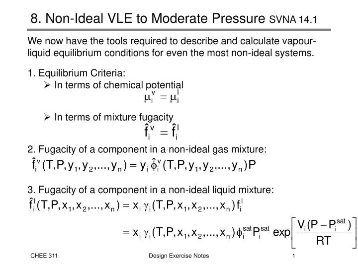8 non ideal vle to moderate pressure svna 14 1