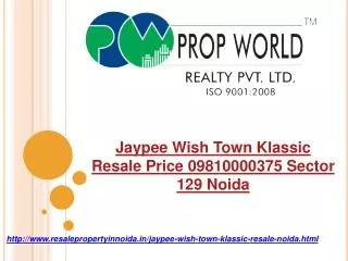 Jaypee Wish Town Klassic Resale Price 09810000375 Sector 129