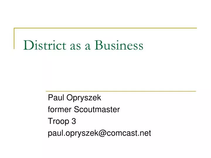 district as a business