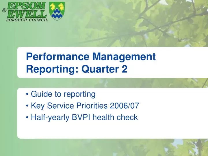performance management reporting quarter 2