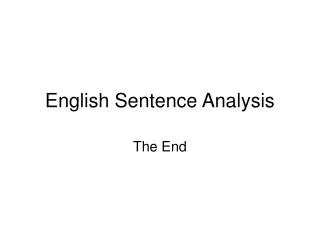 English Sentence Analysis