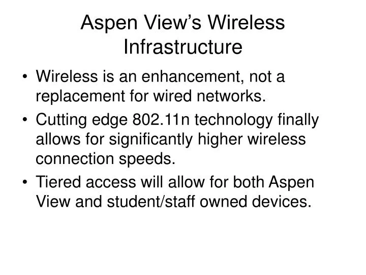 aspen view s wireless infrastructure