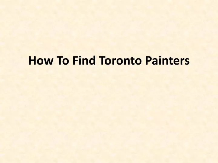 how to find toronto painters