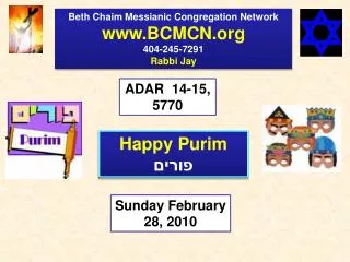 Beth Chaim Messianic Congregation Network BCMCN 404-245-7291 Rabbi Jay