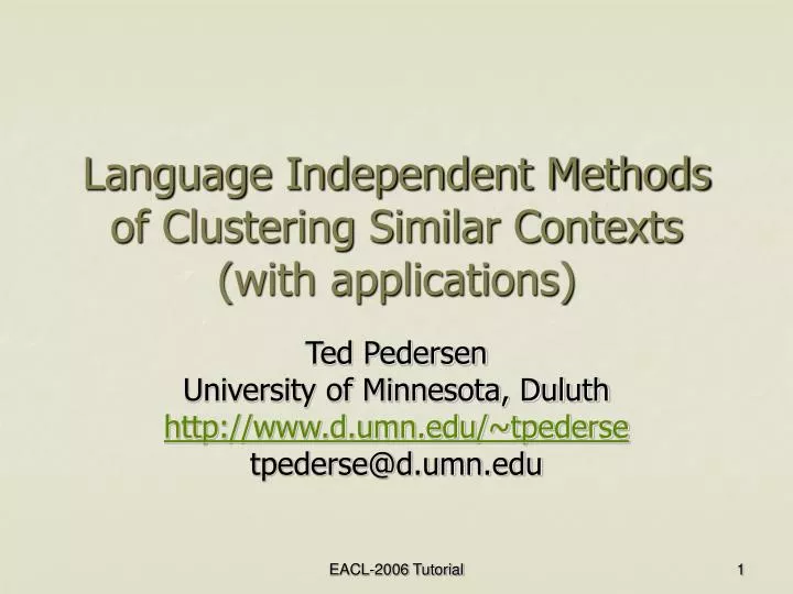 language independent methods of clustering similar contexts with applications