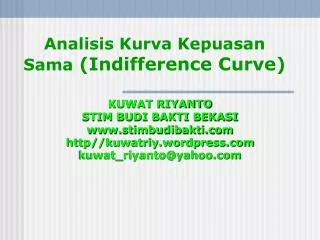 analisis kurva kepuasan sama indifference curve