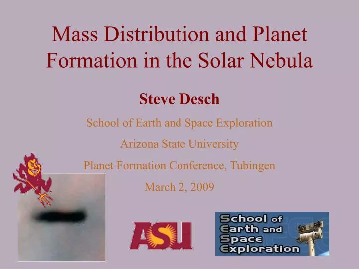 mass distribution and planet formation in the solar nebula