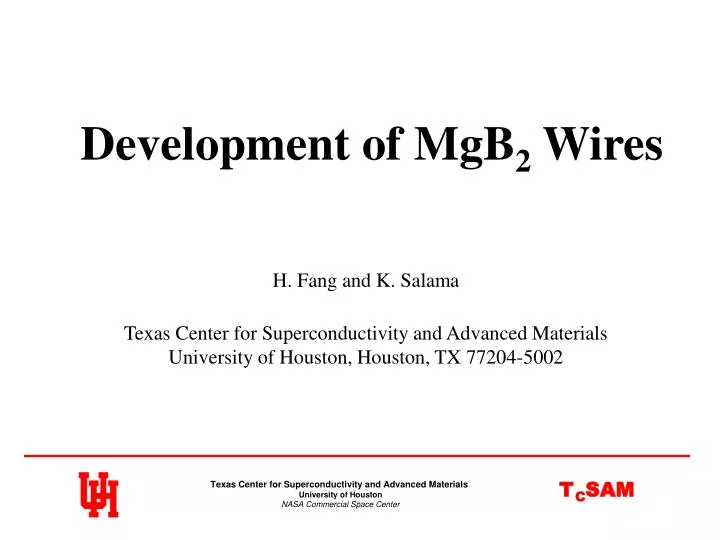 development of mgb 2 wires