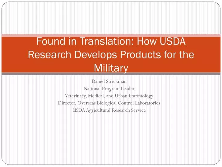 found in translation how usda research develops products for the military