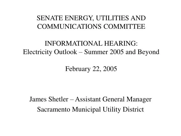 james shetler assistant general manager sacramento municipal utility district