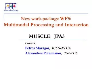 New work - package WP5: Multimodal Processing and Interaction MUSCLE JPA3