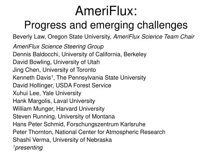ameriflux progress and emerging challenges