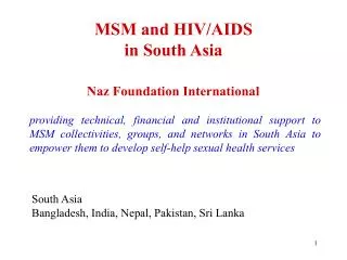 MSM and HIV/AIDS in South Asia