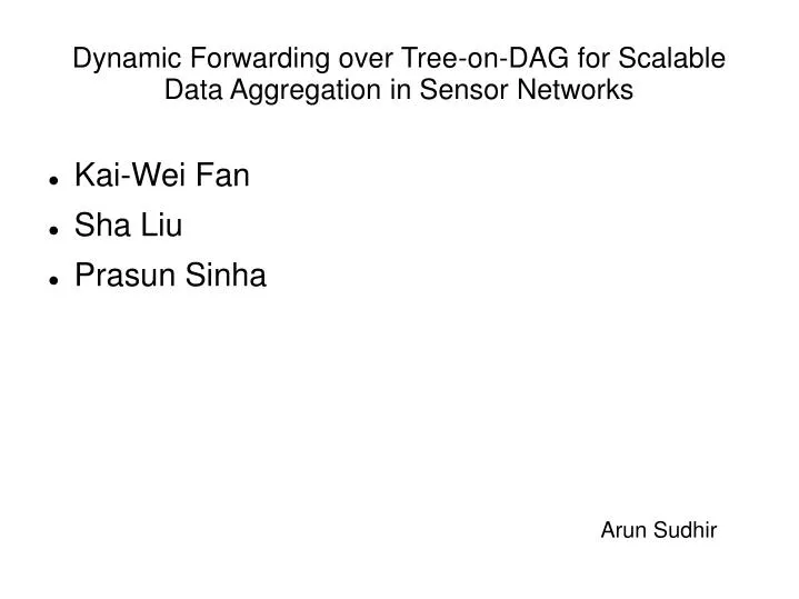 dynamic forwarding over tree on dag for scalable data aggregation in sensor networks