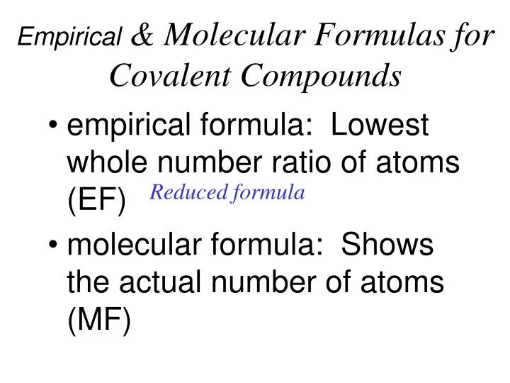empirical molecular formulas for covalent compounds