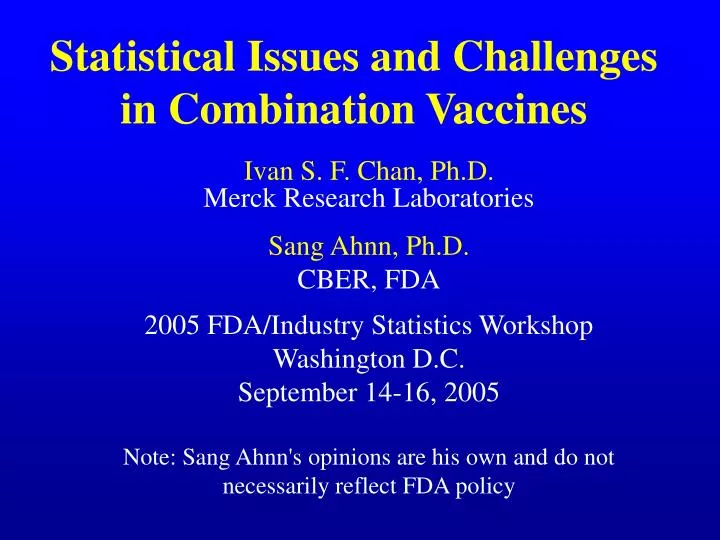statistical issues and challenges in combination vaccines