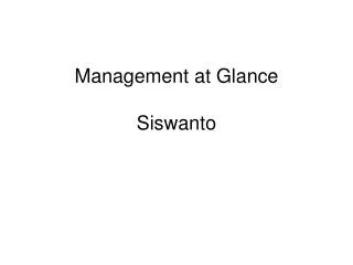 Management at Glance Siswanto