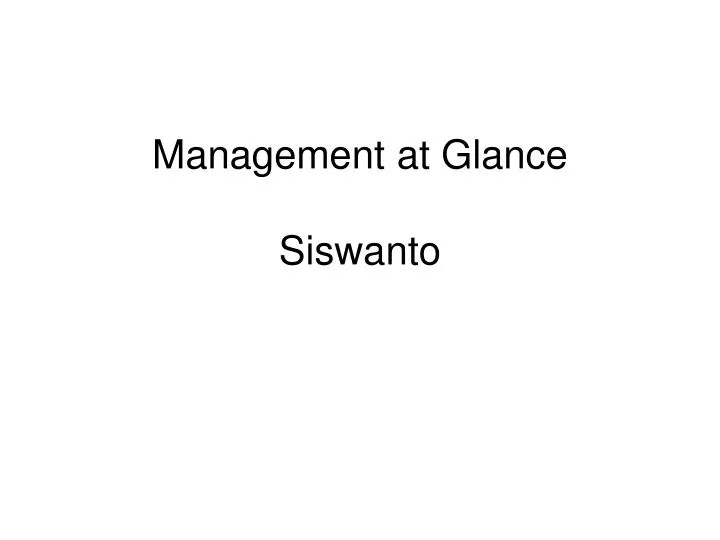 management at glance siswanto