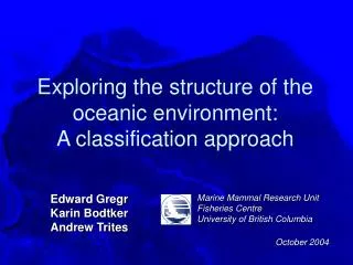 Exploring the structure of the oceanic environment: A classification approach