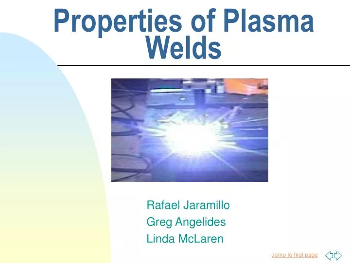 properties of plasma welds