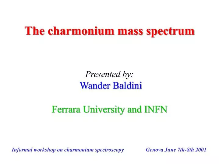 the charmonium mass spectrum