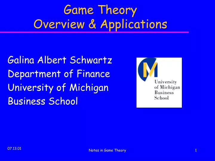 game theory overview applications
