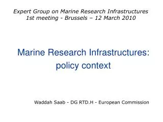 Marine Research Infrastructures: policy context