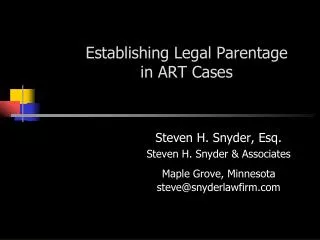 Establishing Legal Parentage in ART Cases