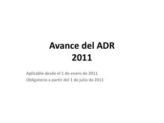 avance del adr 2011