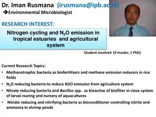Dr. Iman Rusmana (irusmana@ipb.ac.id) ? Environmental Microbiologist
