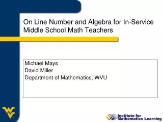On Line Number and Algebra for In-Service Middle School Math Teachers