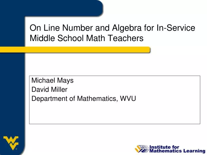 on line number and algebra for in service middle school math teachers