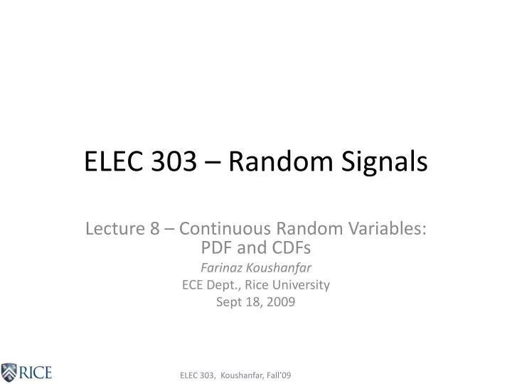 elec 303 random signals