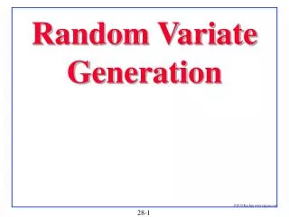 Random Variate Generation