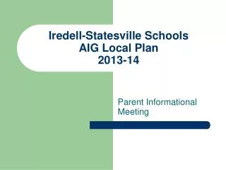 Iredell-Statesville Schools AIG Local Plan 2013-14