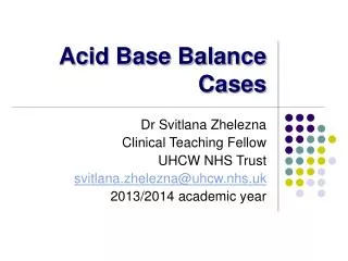 Acid Base Balance Cases